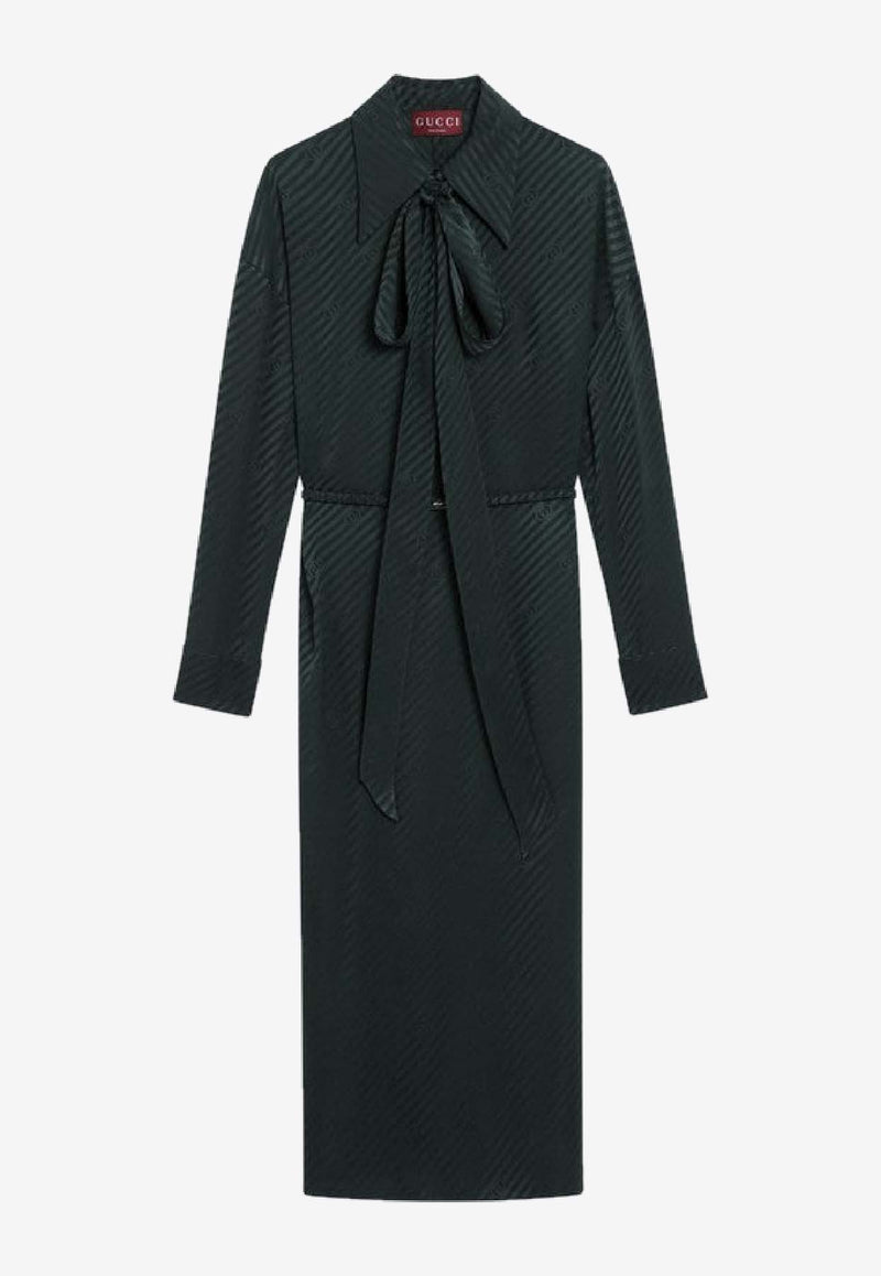 Gucci GG Jacquard Silk Wrap Dress Green 847325ZAM5B/R_GUC-3514