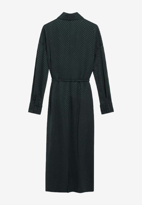 Gucci GG Jacquard Silk Wrap Dress Green 847325ZAM5B/R_GUC-3514