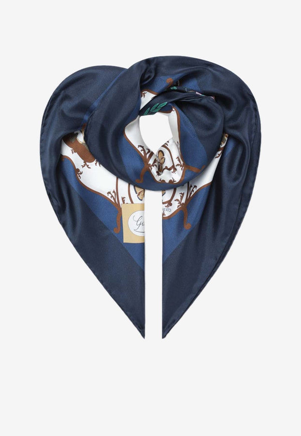 Gucci Printed Silk Twill Scarf  Blue 8473433G001/R_GUC-4068