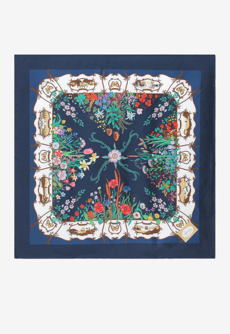 Gucci Printed Silk Twill Scarf  Blue 8473433G001/R_GUC-4068