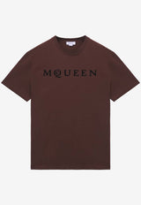 Alexander McQueen Flocked Logo T-shirt Brown 847750QTAD5 0642