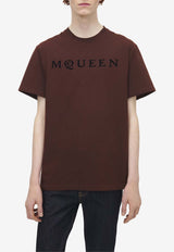 Alexander McQueen Flocked Logo T-shirt Brown 847750QTAD5 0642