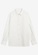Saint Laurent Cassandre Long-Sleeved Stripe Shirt White 848033Y7K19/R_YSL-1332