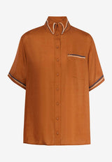 Zimmerman Alight Short-Sleeved Silk Shirt 8480TRS241ORANGE