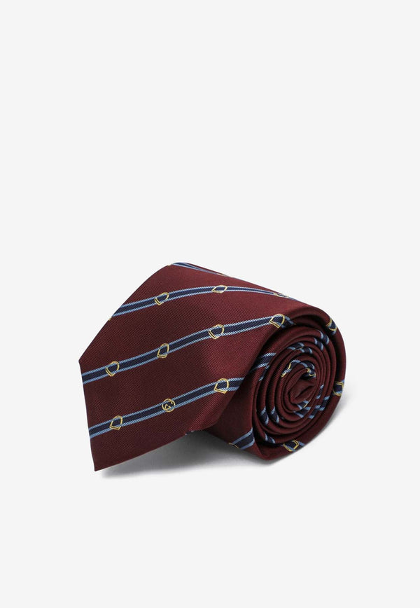 Gucci Logo Print Silk Tie Burgundy 8485444E009/R_GUC-6169
