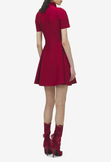 Alexander McQueen Lace-Panel Mini Flared Dress Crimson 848829Q1BE6 6191