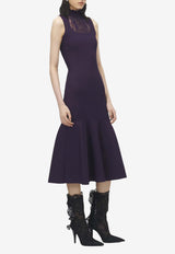 Alexander McQueen Lace-Panel Midi Dress Violet 848832Q1BE6 5144