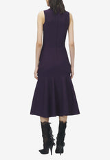 Alexander McQueen Lace-Panel Midi Dress Violet 848832Q1BE6 5144