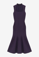 Alexander McQueen Lace-Panel Midi Dress Violet 848832Q1BE6 5144