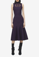 Alexander McQueen Lace-Panel Midi Dress Violet 848832Q1BE6 5144