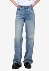 Alexander McQueen Washed Wide-Leg Jeans Blue 848913QMAD0 4383
