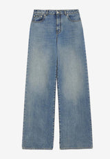 Alexander McQueen Washed Wide-Leg Jeans Blue 848913QMAD0 4383