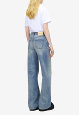 Alexander McQueen Washed Wide-Leg Jeans Blue 848913QMAD0 4383