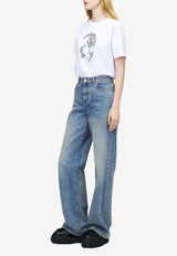 Alexander McQueen Washed Wide-Leg Jeans Blue 848913QMAD0 4383