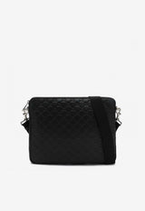 Gucci Medium GG Embossed Leather Messenger Bag Black 850214AAFOM/S_GUC-1053