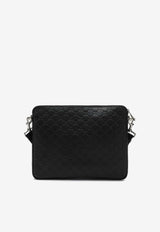Gucci Medium GG Embossed Leather Messenger Bag Black 850214AAFOM/S_GUC-1053