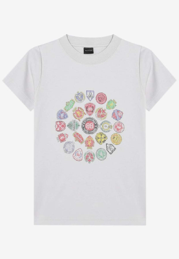 Balenciaga Graphic Print Crewneck T-shirt White 850263TTVH6/R_BALEN-9012