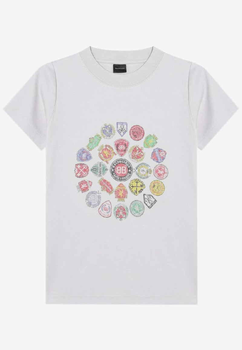 Balenciaga Graphic Print Crewneck T-shirt White 850263TTVH6/R_BALEN-9012