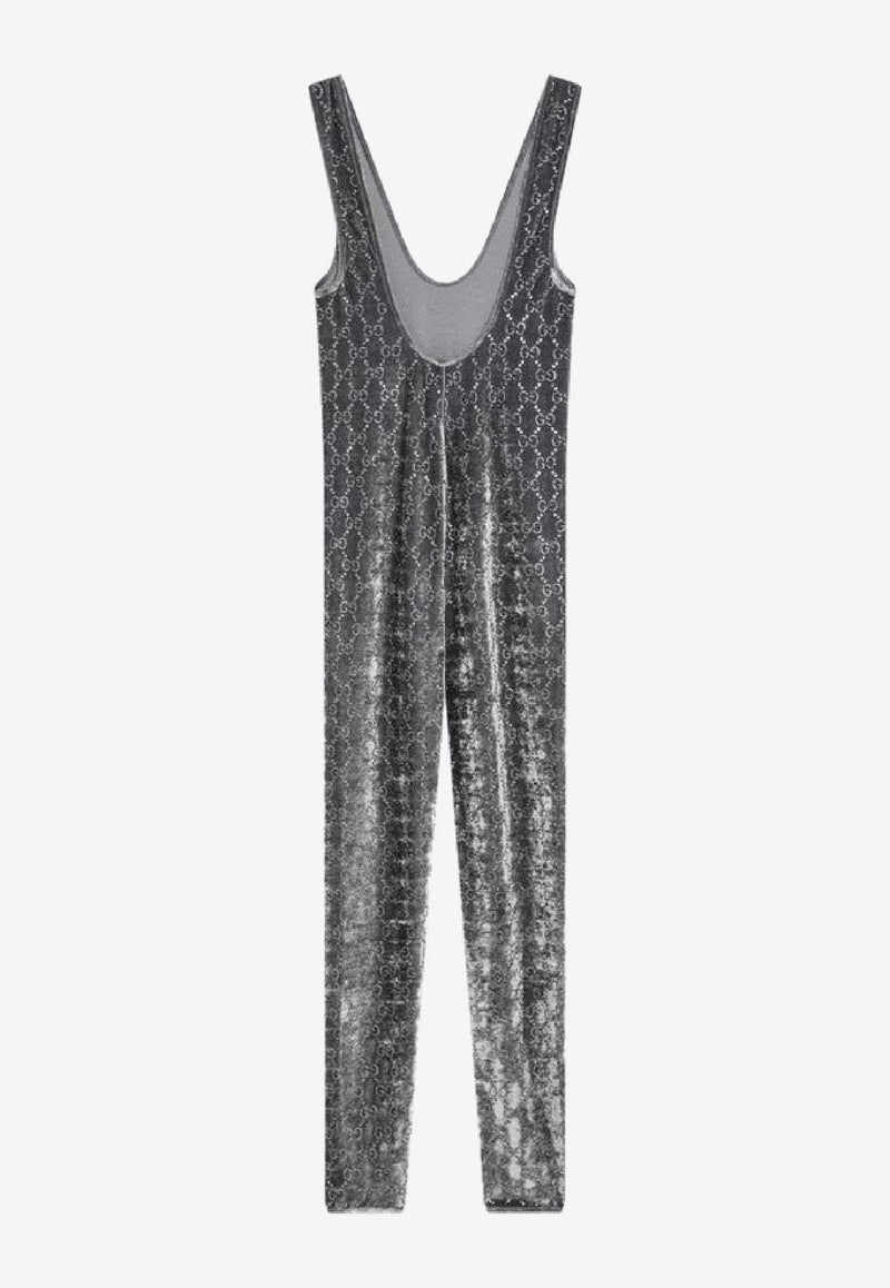 Gucci Crystal Velvet Jumpsuit Gray 850293XUANS/R_GUC-1037