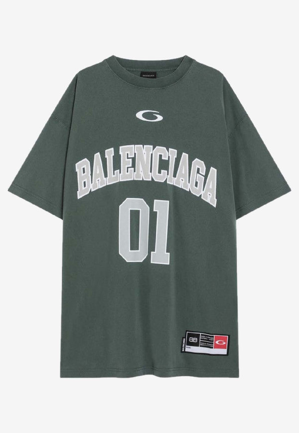 Balenciaga Basket Ball Logo T-shirt Green 850353TTVG2/R_BALEN-6399