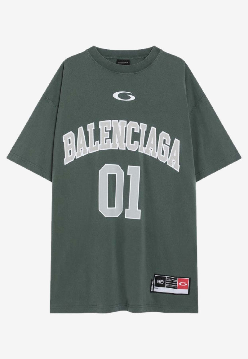 Balenciaga Basket Ball Logo T-shirt Green 850353TTVG2/R_BALEN-6399