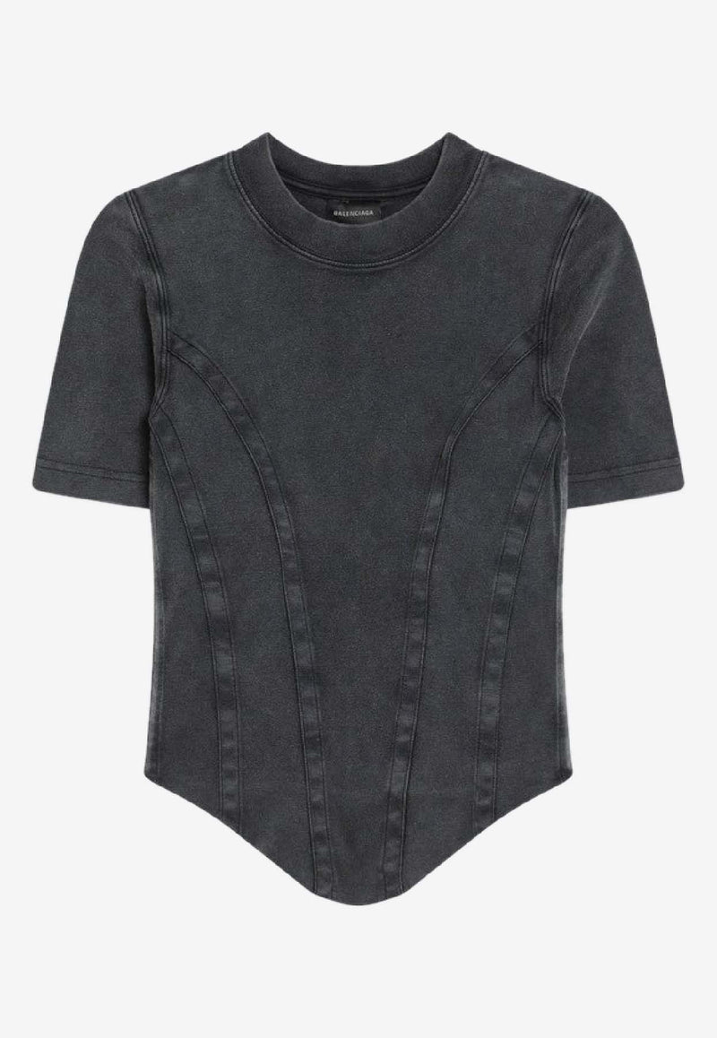 Balenciaga Corset-Style Cropped T-shirt Black 850458TTVF6/R_BALEN-1055