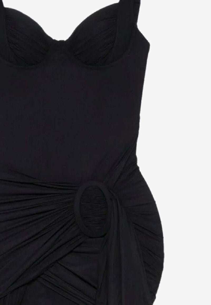 Balenciaga Draped Mini Dress with Side-Panel Black 850640TTV27/R_BALEN-1000