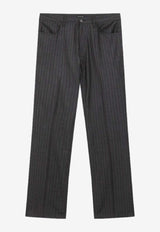 Balenciaga Pinstripe Wool Tailored Pants Gray 850705TPT05/R_BALEN-1360