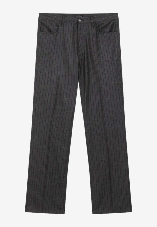Balenciaga Pinstripe Wool Tailored Pants Gray 850705TPT05/R_BALEN-1360