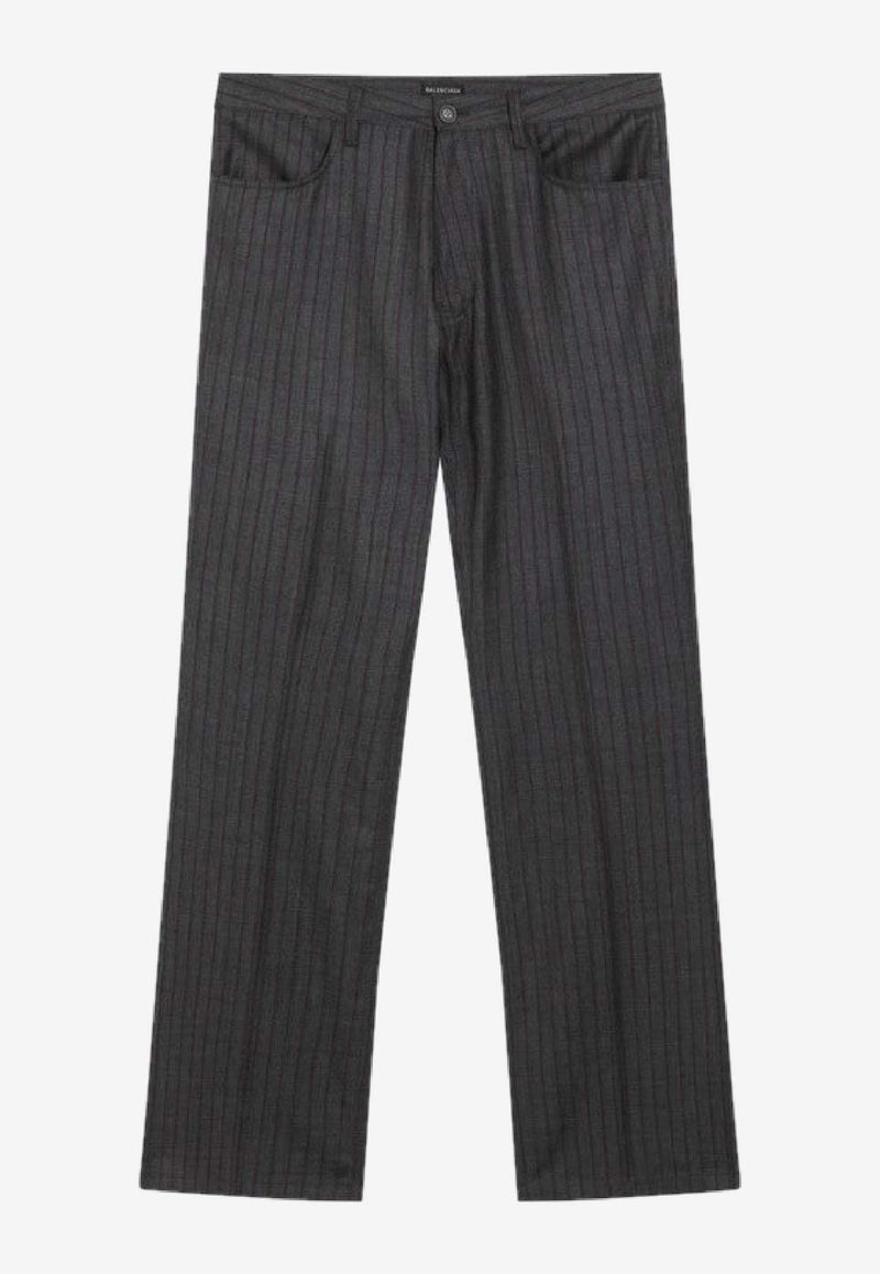 Balenciaga Pinstripe Wool Tailored Pants Gray 850705TPT05/R_BALEN-1360