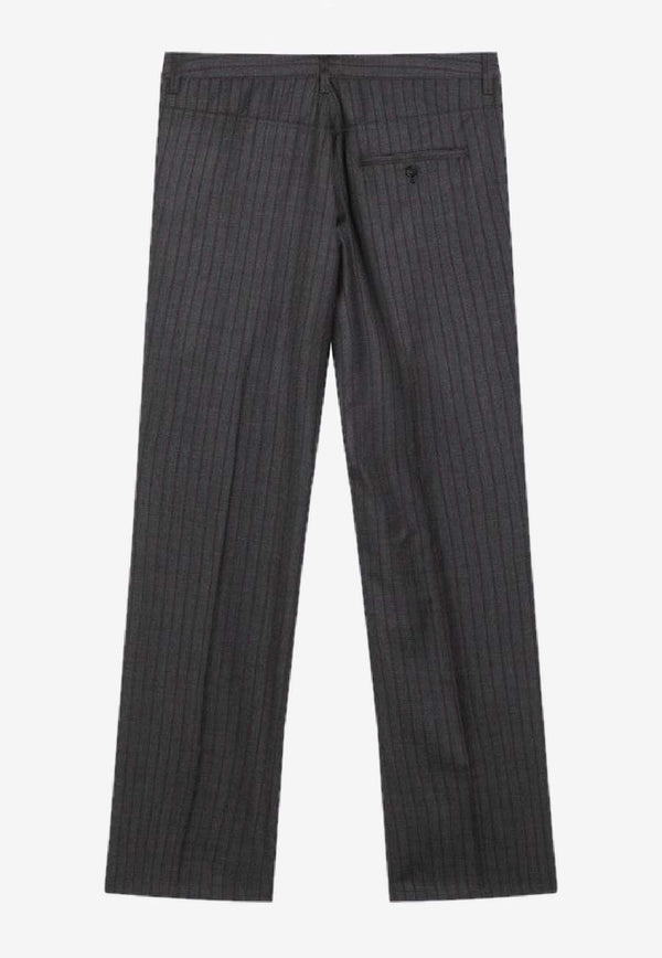Balenciaga Pinstripe Wool Tailored Pants Gray 850705TPT05/R_BALEN-1360