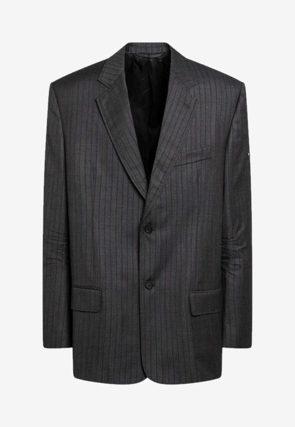 Balenciaga Pinstripe Wool Single-Breasted Blazer Gray 850763TPT05/R_BALEN-1360