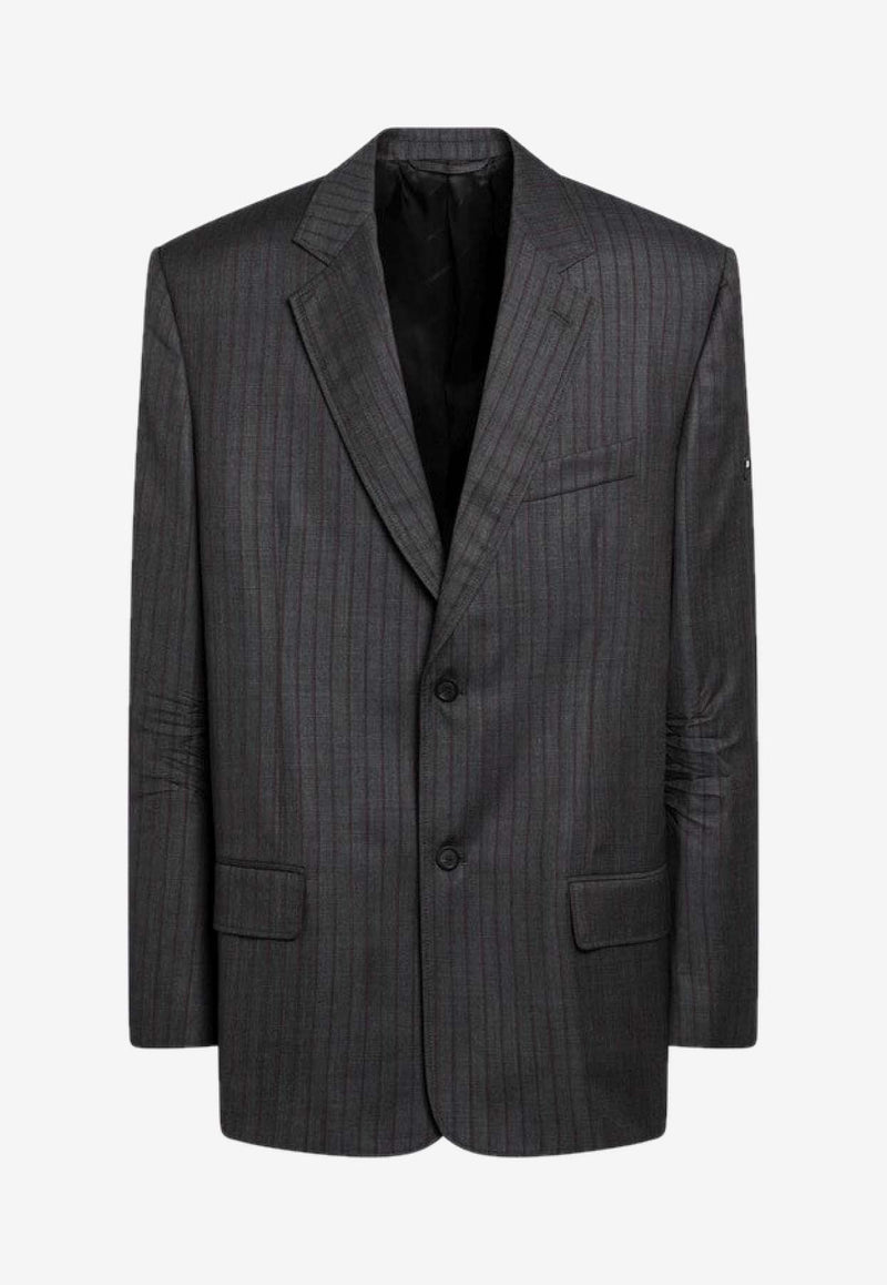 Balenciaga Pinstripe Wool Single-Breasted Blazer Gray 850763TPT05/R_BALEN-1360