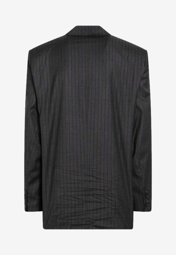 Balenciaga Pinstripe Wool Single-Breasted Blazer Gray 850763TPT05/R_BALEN-1360