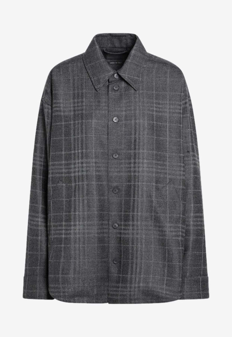 Balenciaga Tartan Check Long-Sleeved Shirt Gray 850866TQT01/R_BALEN-1240