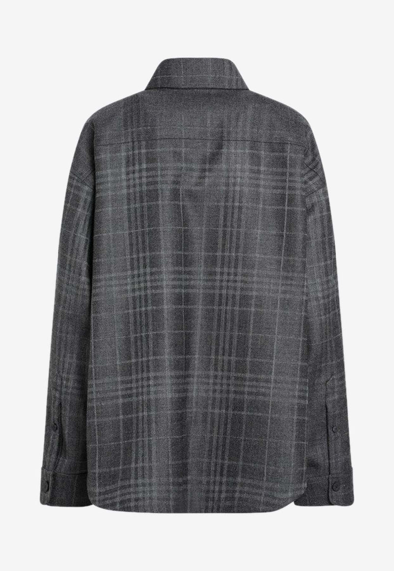 Balenciaga Tartan Check Long-Sleeved Shirt Gray 850866TQT01/R_BALEN-1240