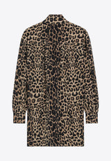 Saint Laurent Leopard Print Silk Mini Dress  Brown 851136Y6J43/R_YSL-9665
