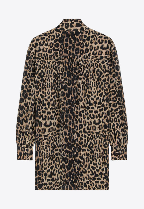 Saint Laurent Leopard Print Silk Mini Dress  Brown 851136Y6J43/R_YSL-9665