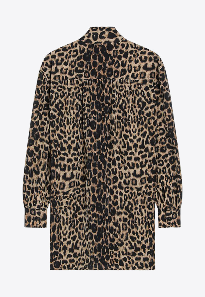Saint Laurent Leopard Print Silk Mini Dress  Brown 851136Y6J43/R_YSL-9665