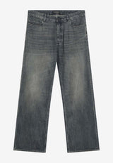 Balenciaga Logo Patch Straight-Leg Pants Blue 851351TTW76/R_BALEN-3394