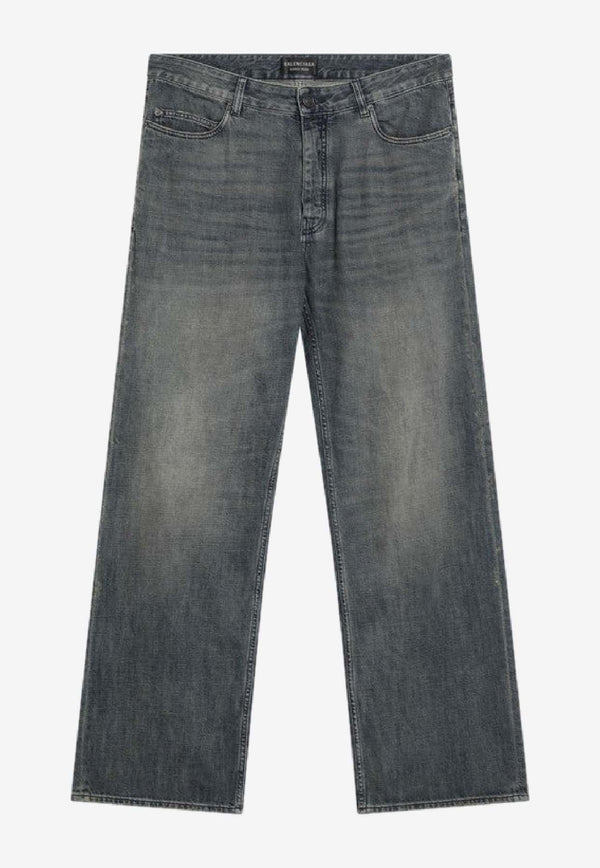 Balenciaga Logo Patch Straight-Leg Pants Blue 851351TTW76/R_BALEN-3394