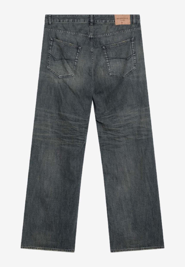 Balenciaga Logo Patch Straight-Leg Pants Blue 851351TTW76/R_BALEN-3394