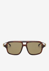 Gucci Horsebit Navigator Sunglasses  Brown 851735J0740/R_GUC-2323