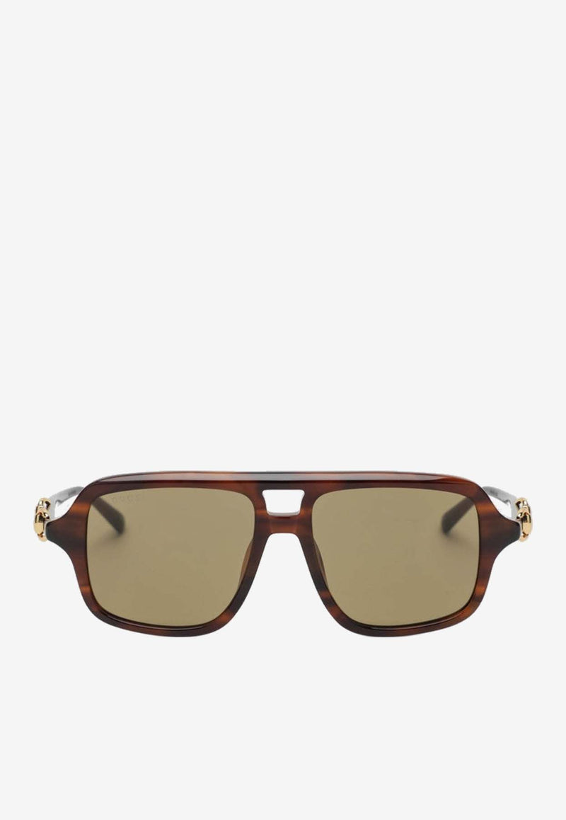Gucci Horsebit Navigator Sunglasses  Brown 851735J0740/R_GUC-2323