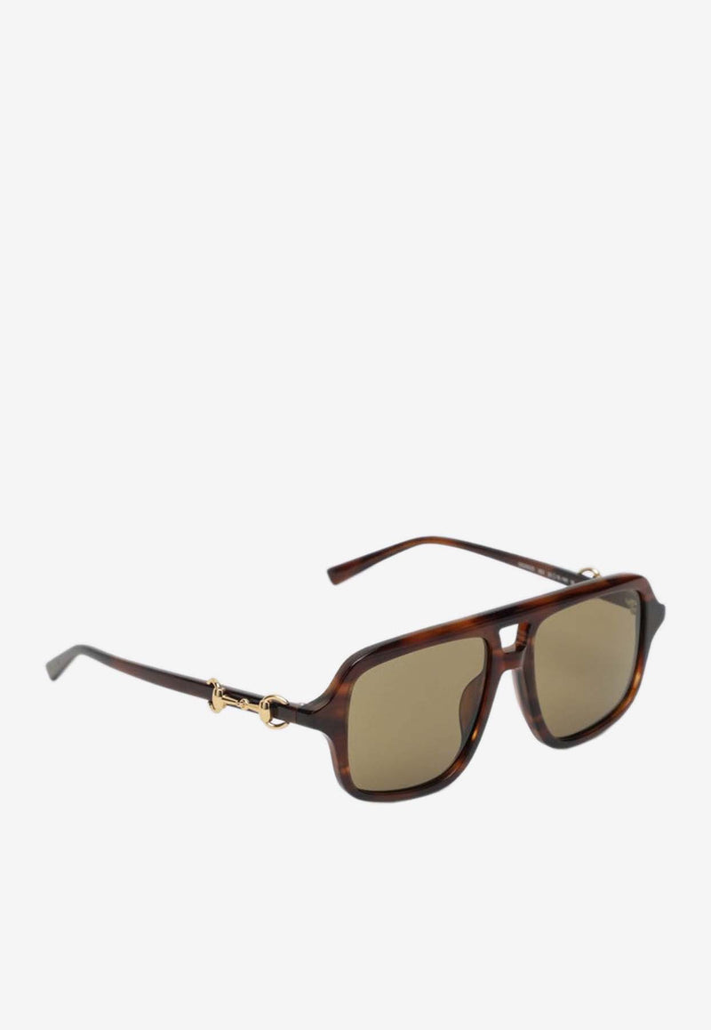 Gucci Horsebit Navigator Sunglasses  Brown 851735J0740/R_GUC-2323