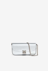 Alexander McQueen Small Skull Flower Metallic Leather Clutch Silver 85176317HII 1402