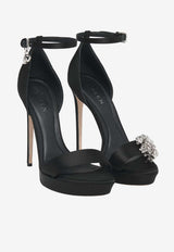 Alexander McQueen 125 Jewel Satin Platform Sandals Black 851992W4ABW 1000