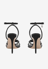 Alexander McQueen 105 Crystal-Bow Snake Print Leather Sandals Black 851993W4ABZ 1064