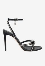 Alexander McQueen 105 Crystal-Bow Snake Print Leather Sandals Black 851993W4ABZ 1064