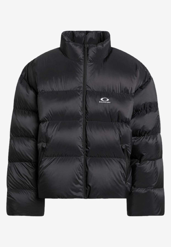 Balenciaga Logo Printed Down Jacket Black 852049TNO12/R_BALEN-1000